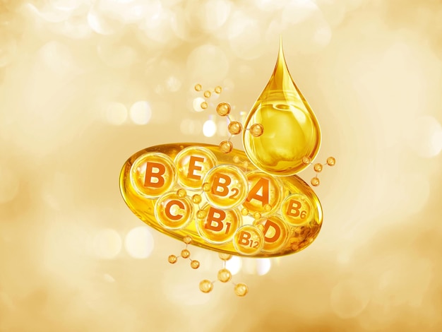 Vitamine e integratori in una capsula d'oro