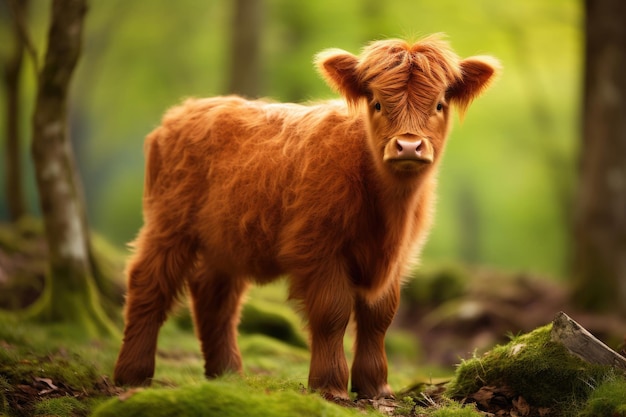 Vitello di bovini delle Highland allo stato brado