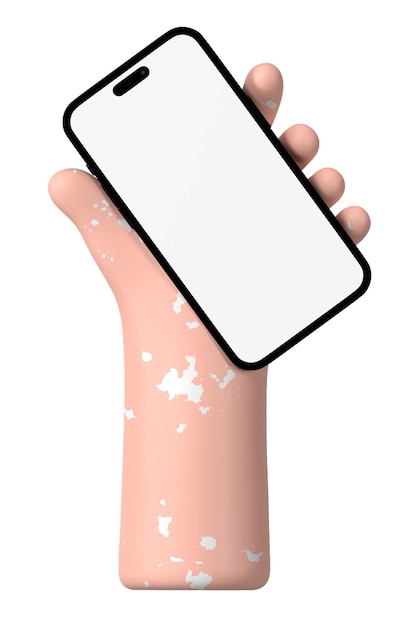 Vitiligo mano png tenendo lo smartphone schermo vuoto sfondo trasparente