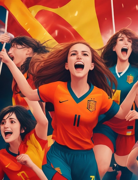 Vittoria per la squadra nazionale di calcio femminile spagnola Immagine gratuita di sfondo