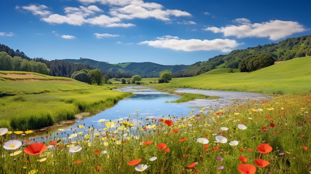 vivace prato di fiori selvatici una colorata oasi nelle terre rurali