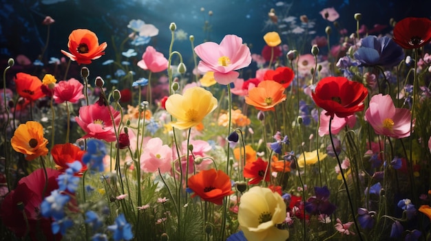 vivaci fiori di prato nella bellezza multicolore della natura