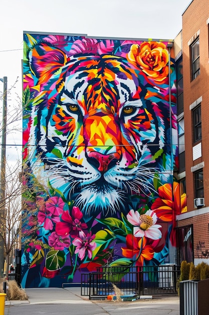 vivaci murales di street art nelle aree urbane che raffigurano varie specie in via di estinzione