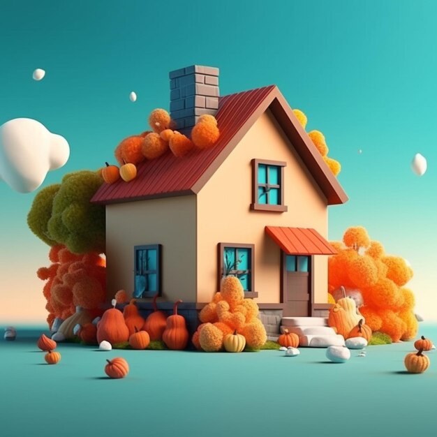 Vivere la notte d'autunno casa accogliente minimalismo che costruisce AI Generato