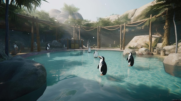 Vivi la meraviglia del mondo dei pinguini come mai prima d'ora in questo innovativo habitat generato dall'intelligenza artificiale