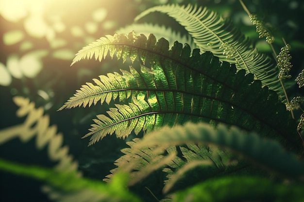 Vivi la vegetazione lussureggiante dell'estate con uno sfondo tropicale caratterizzato da foglie di felce