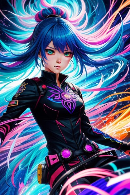 Vivid Reverie Anime Girl bagnata nei colori digitali
