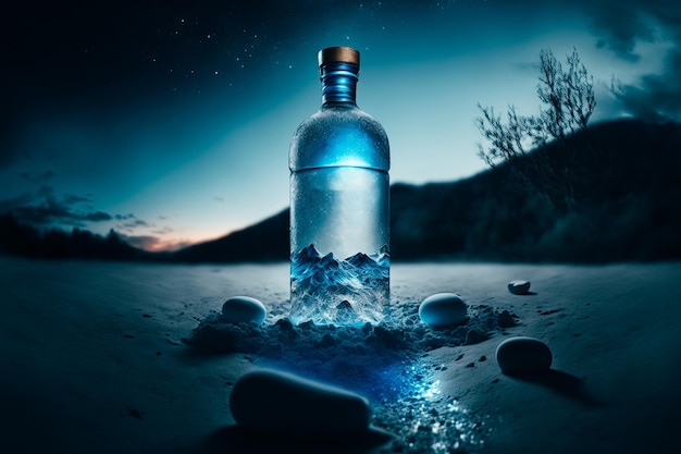 Vodka packshot moon set da studio