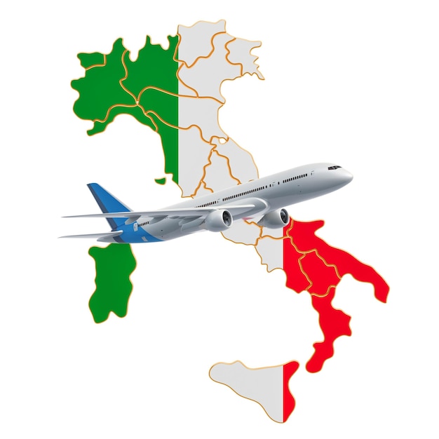 Voli per l'Italia concetto rendering 3D