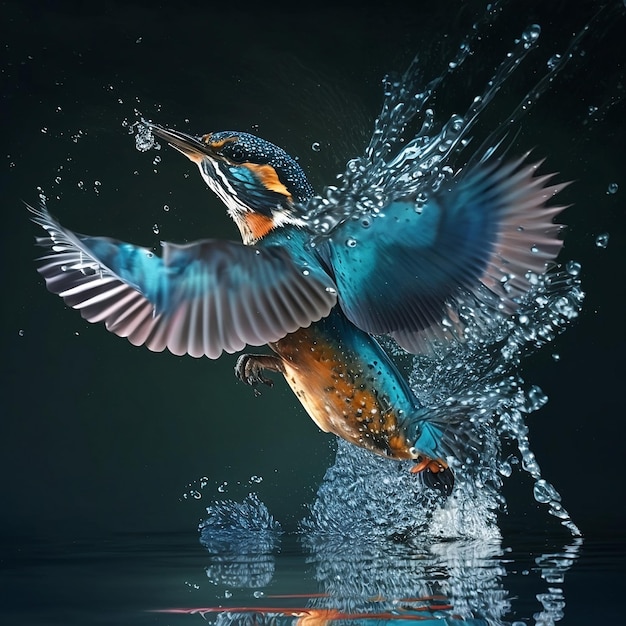 Volo aggraziato L'abilità artistica degli uccelli che sfiorano l'acqua generata con Ai