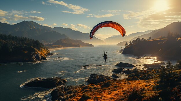 Volo panoramico in parapendio sul mare