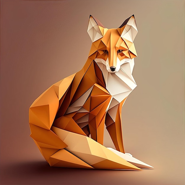 Volpe poligonale in una foresta origami digitale astratto geometrico colorato Fox astratto Generativo A