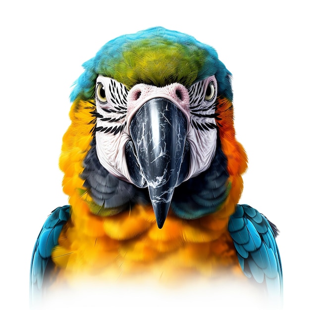 volto di macaw girato isolato su sfondo trasparente ritaglio