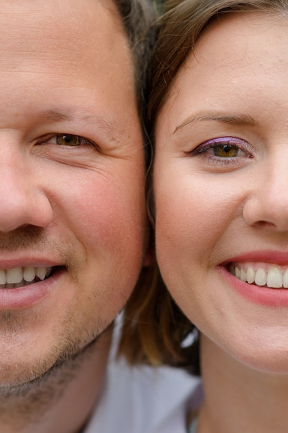 Volto di uomo e donna close-up.