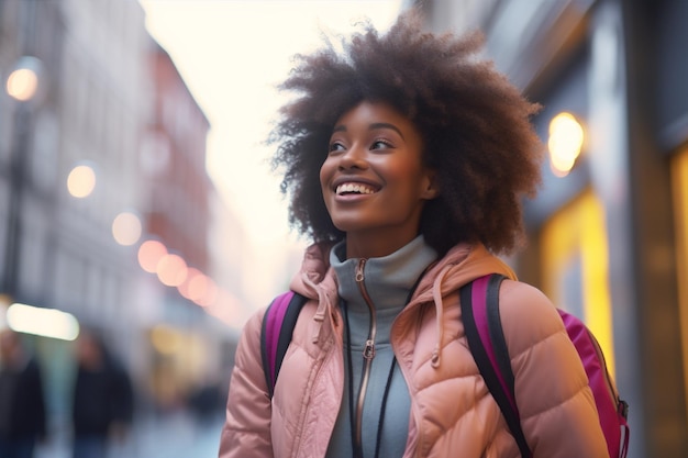 Volto ritratto donna verde natura felice primo piano etnia stile di vita sorriso bellezza abbastanza adulto africano