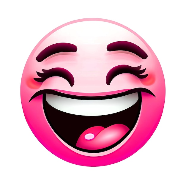 Volto rosa molto sorridente per disegni ed emoticon sui social media