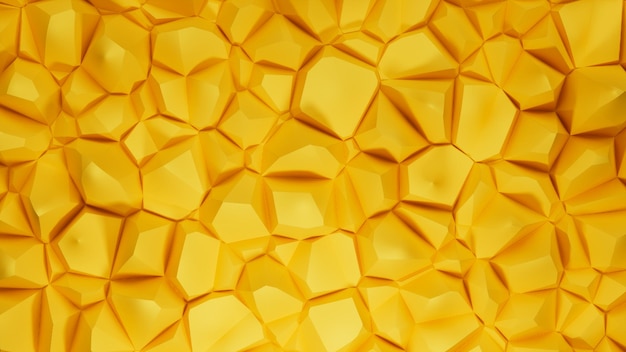 Voronoi grande giallo geometrico poligonale motivo astratto sfondo 3D illustrazione