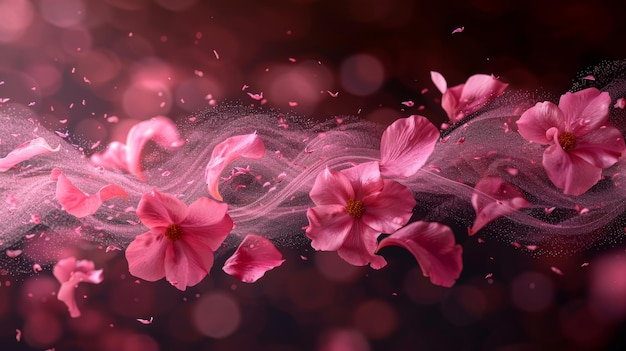 Vortice d'aria a spirale con petali di fiori volanti isolati su uno sfondo trasparente Illustrazione moderna e realistica di vortice d'area a spira con petali d'aria volanti