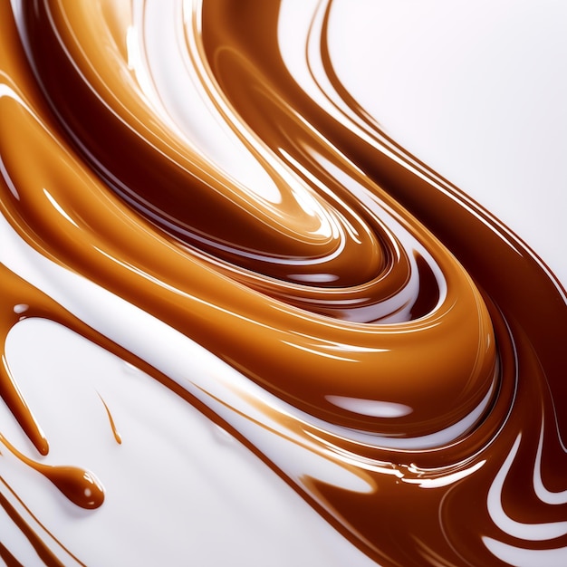 Vortice di cioccolato in primo piano con alcune linee lisce sullo sfondo