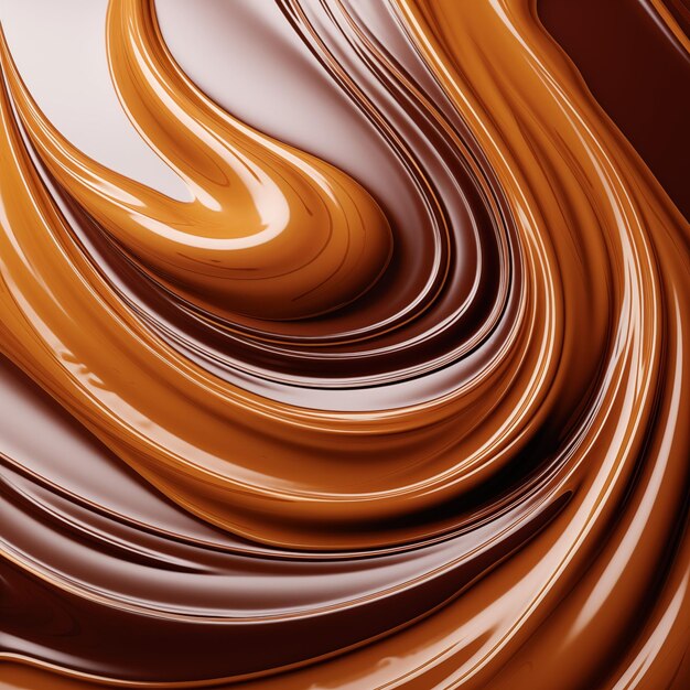 Vortice di cioccolato in primo piano con alcune linee lisce sullo sfondo