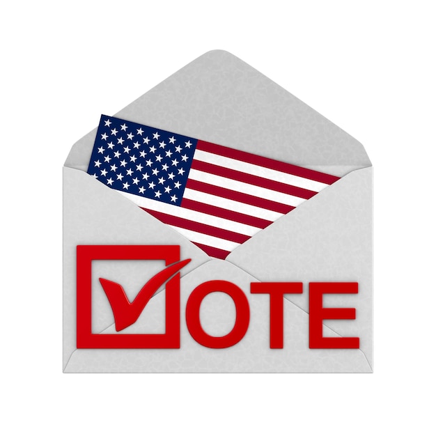 votazione per posta su sfondo bianco illustrazione 3D isolata