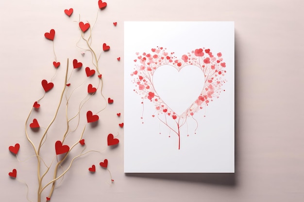 Voucher minimalista per il concetto di San Valentino con petali rossi