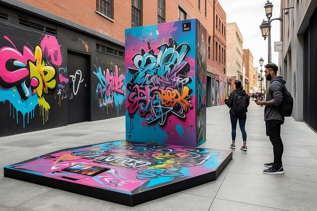 VR Graffiti Plaza Interattiva Galleria di Arte Stradale Mockup