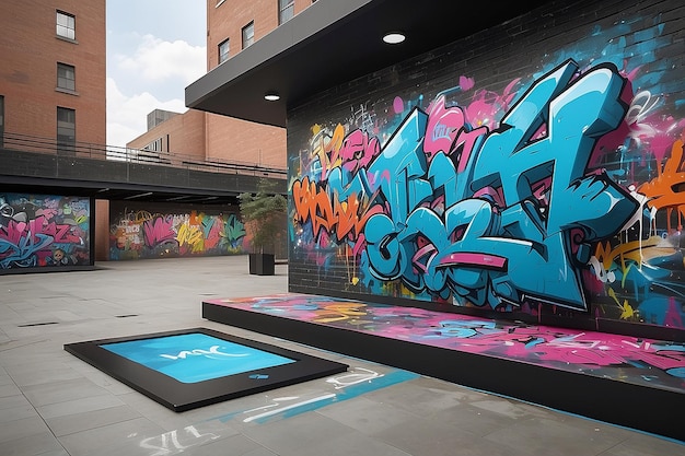 VR Graffiti Plaza Interattiva Galleria di Arte Stradale Mockup