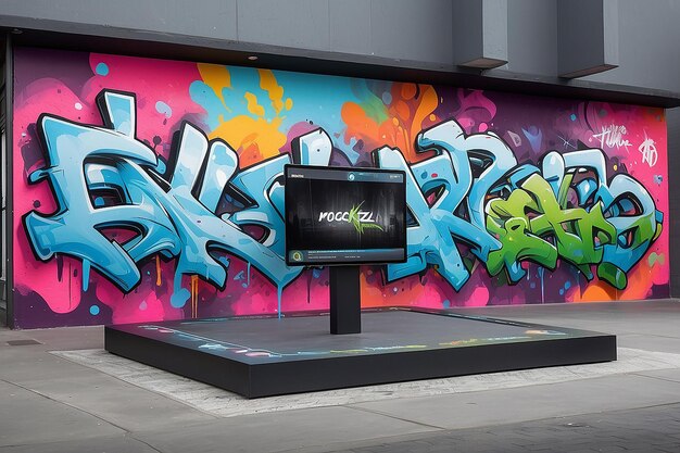 VR Graffiti Plaza Interattiva Galleria di Arte Stradale Mockup