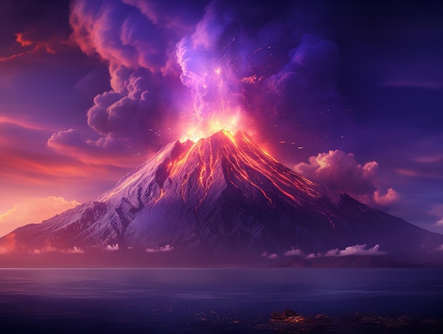 Vulcano fotorealistico viola