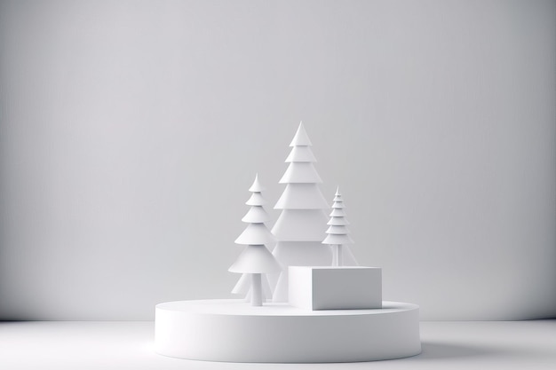 Vuoto bianco natale prodotto podio piedistallo sfondo rendering 3D