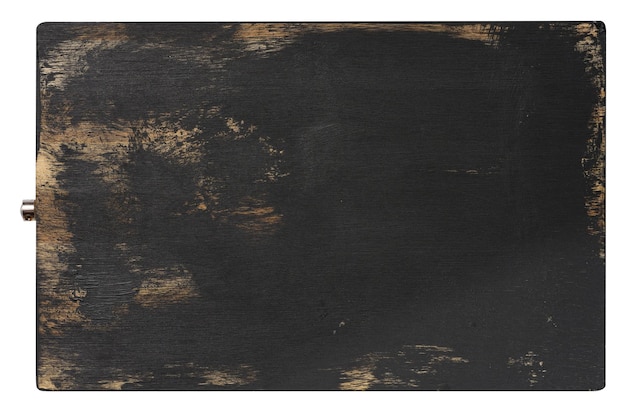Vuoto nero rettangolare in legno di quercia tagliere da cucina Sfondo bianco vista dall'alto