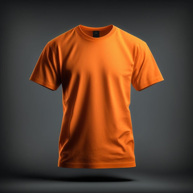 Vuoto tshirt arancione mockupclose up tshirt arancione su sfondo scuro generativo ai