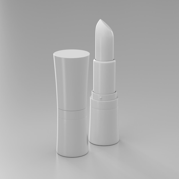 Vuoto tubo di rossetto bianco mock up isolato illustrazione 3d