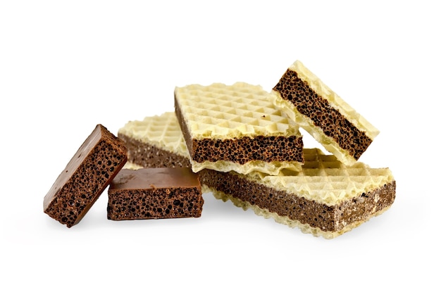 Wafer con uno strato di cioccolato poroso, due fette di cioccolato poroso isolate