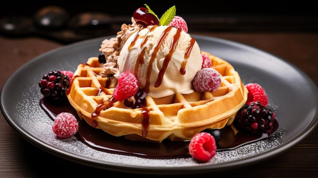 Waffle belga con gelato