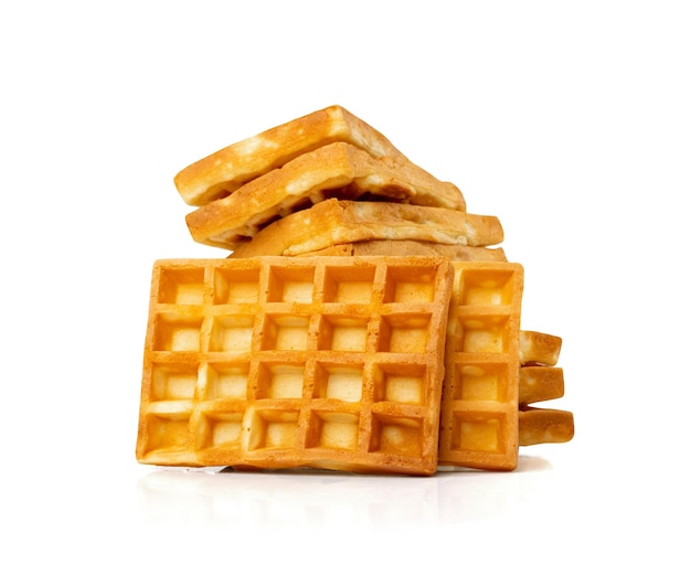 Waffle belga isolato Square Waffled Cookie Cialde belghe dorate morbide Wafer Biscuit Colazione