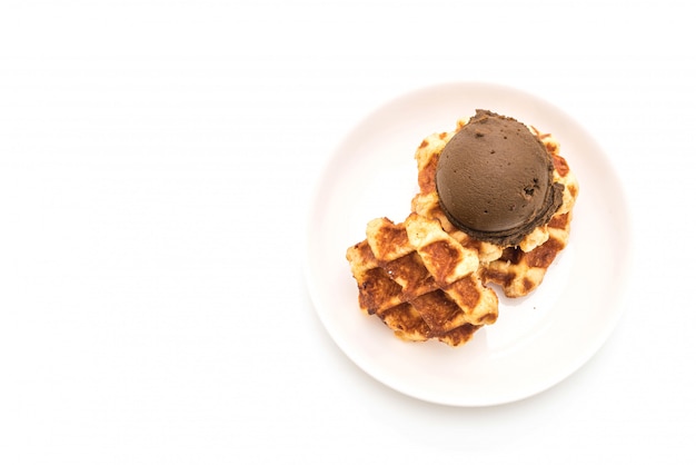 waffle con gelato al cioccolato