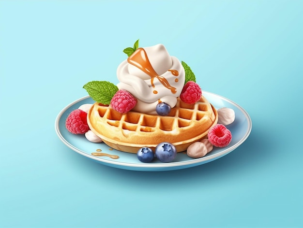 Waffle con gelato sopra di esso