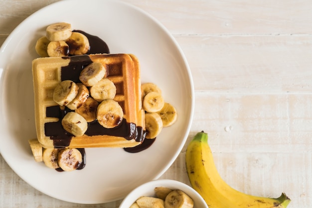 waffle di banana con cioccolato