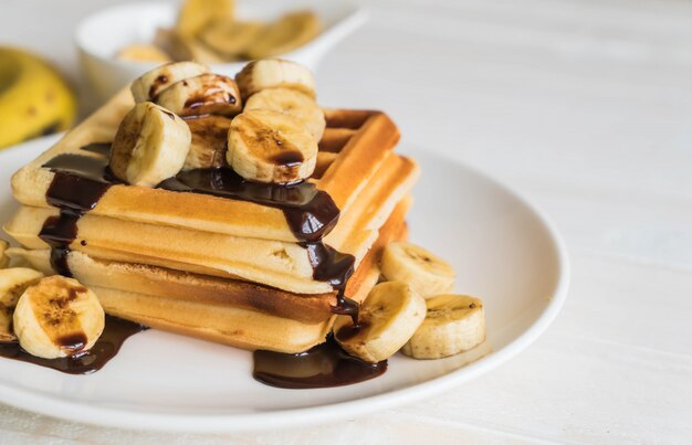 waffle di banana con cioccolato