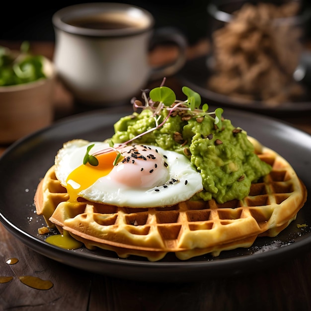 Waffle e uova a colazione