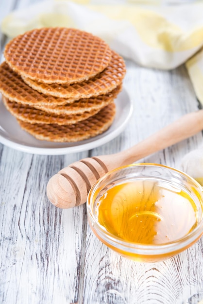 Waffle fatti in casa con miele