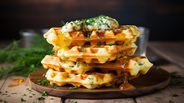 Waffle salati fatti in casa per colazione