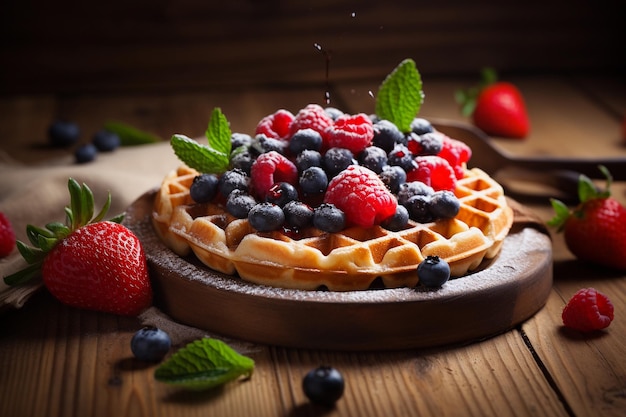 waffle salutare con bacche fresche