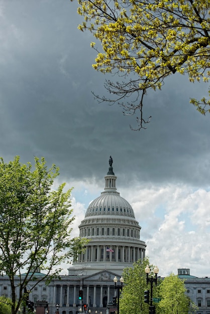 Washington DC Capitol vista sul cielo nuvoloso