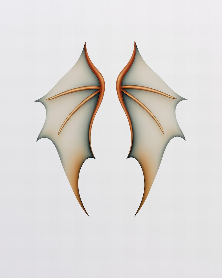 Photo watercolor a pair of dragon wings with grey and brown colors