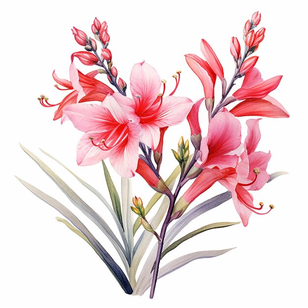 _watercolor_clipart_of_watsonias_in_a_boquet_bound