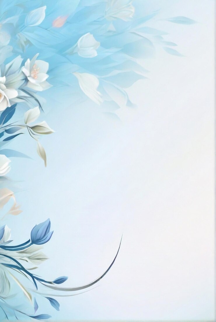 Watercolor stunning floral background design with blue and white flowers