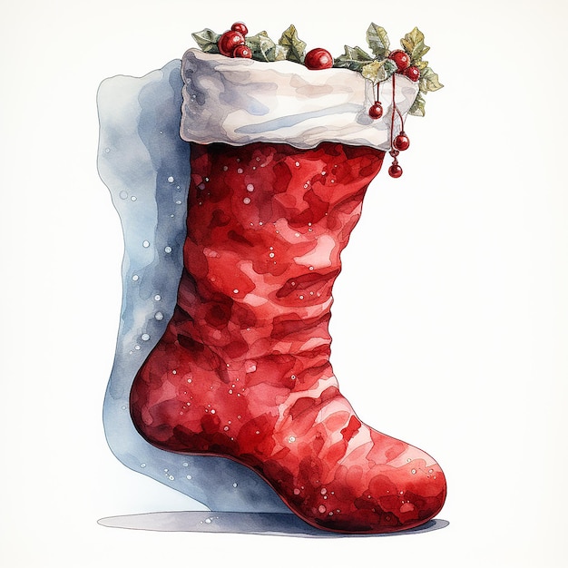 Watercolour_Illustration_of_a_Christmas_Stocking_isolate